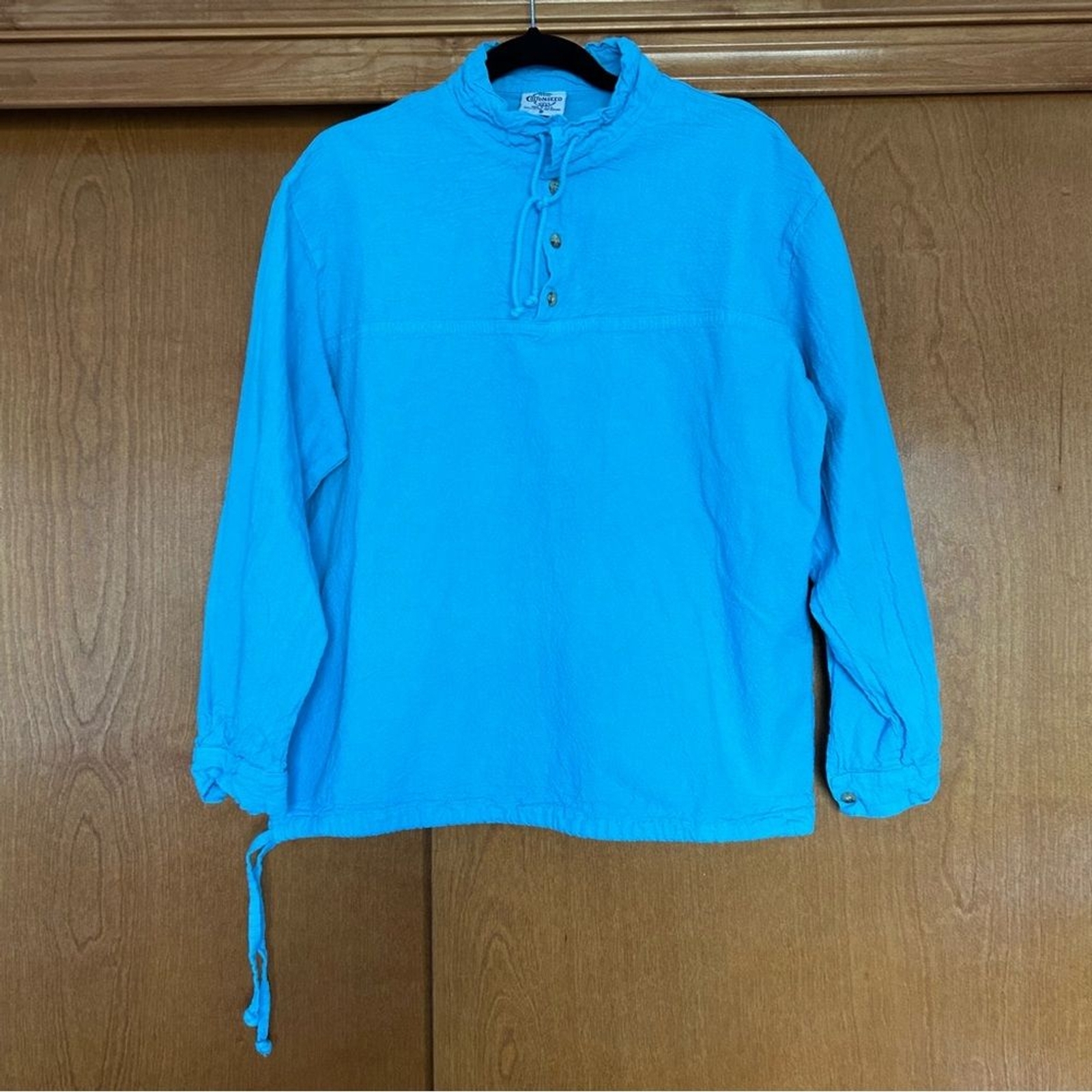 Cottonseeds 3 Button Pullover Top Bright Blue Unisex Sze Small Coastal Lagenlook