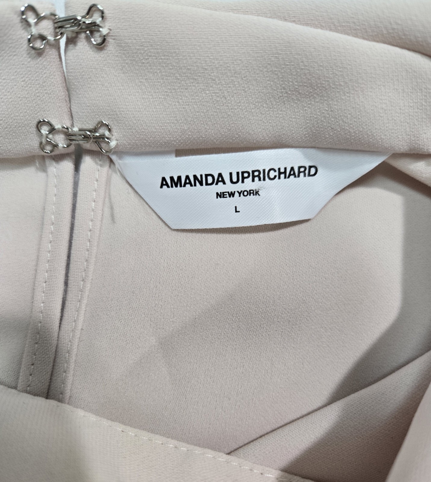 AMANDA UPRICHARD “Fabienne” Sleeveless Draped Neck Top Keyhole Back Beige LARGE