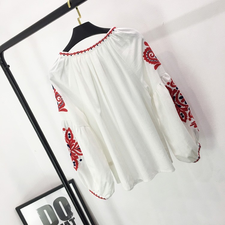 Women’s Ukrainian Embroidered Shirts Cotton Linen Tops Vyshyvanka Ethnic Blouse