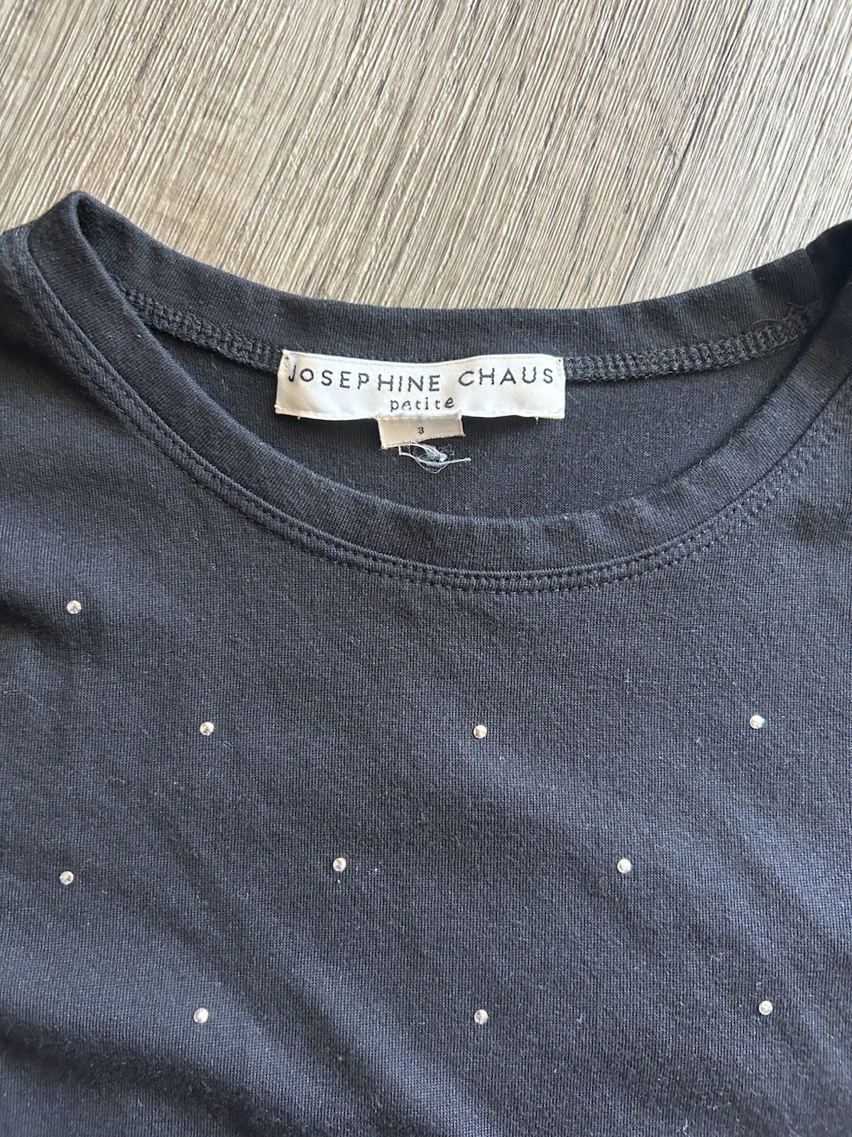 Josephine Chaus t-shirt Black Embellished Size 3 Petite