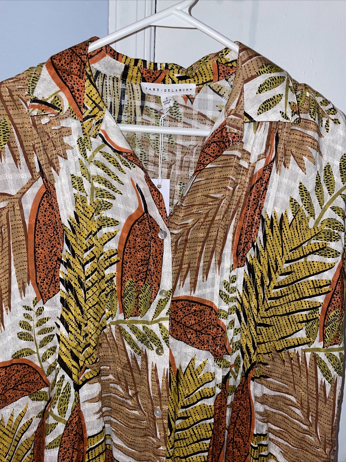 JANE+DELANCE TROPICAL TUNIC TOP SIZE S BUTTON DOWN SIZE S. NEW