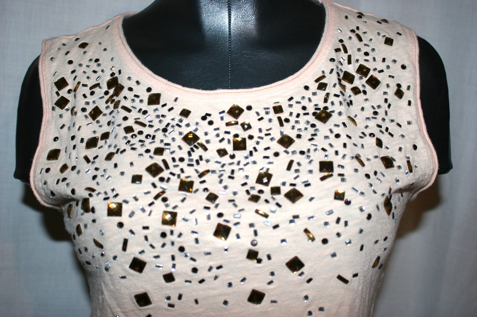 Womens 7 For All Mankind Embellished 100% Cotton Tank Top Peach Small