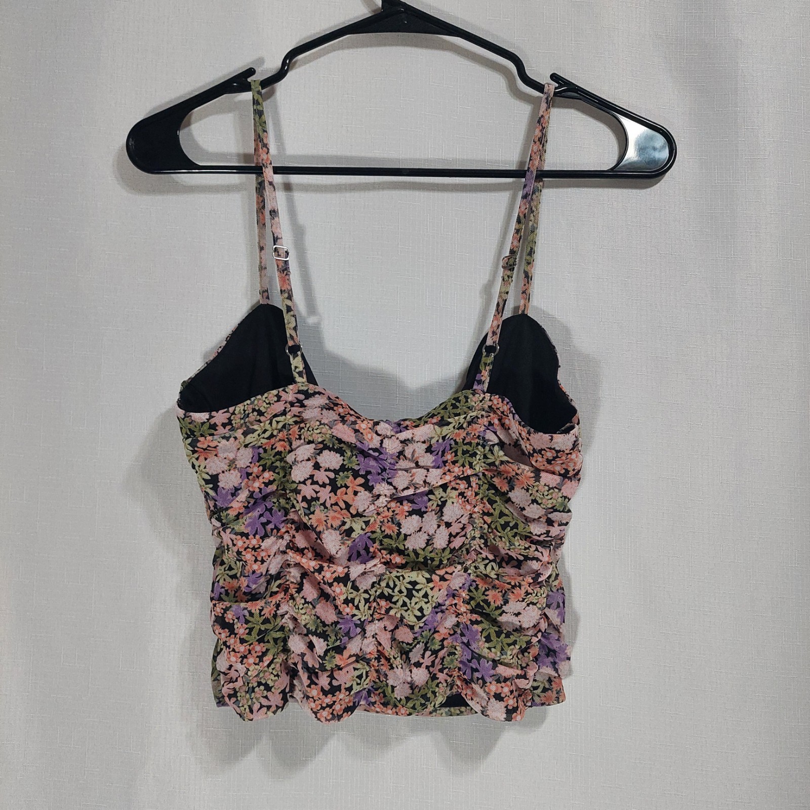 Forever 21 Tank Womens Junior Medium Cropped Top Adjustable Straps Ruched NEW