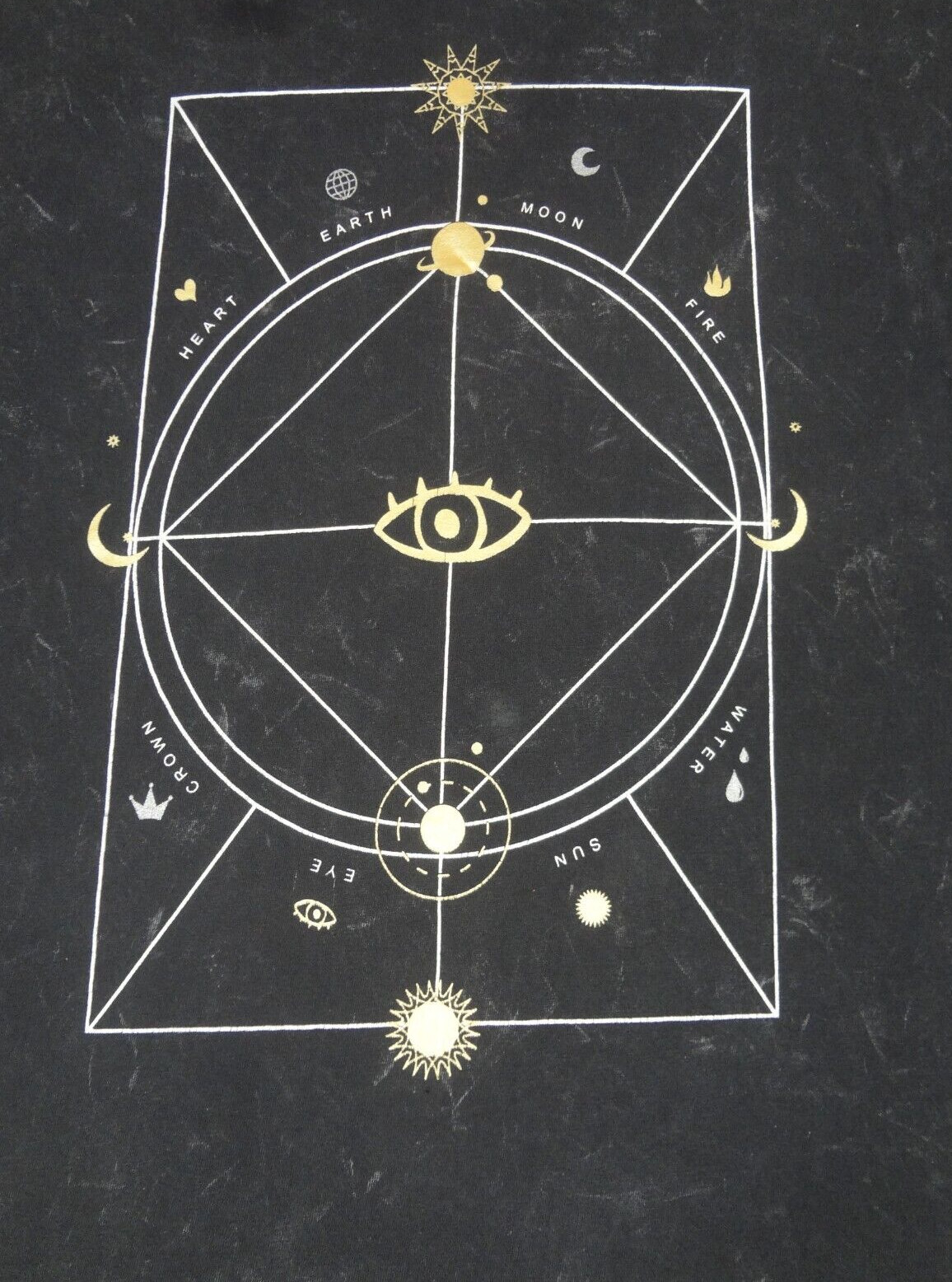 SUN MOON STARS LARGE WOMENS GRAY T-SHIRT J736