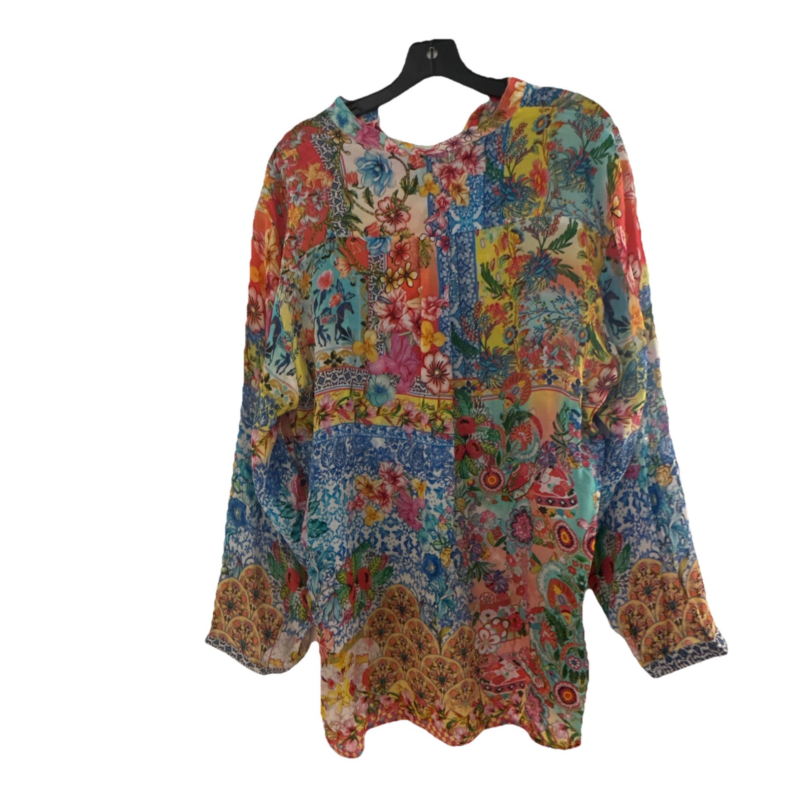 Shana 100%Silk Viscose Tunic Size XL. Floral Art . Shana Summer Sale $25