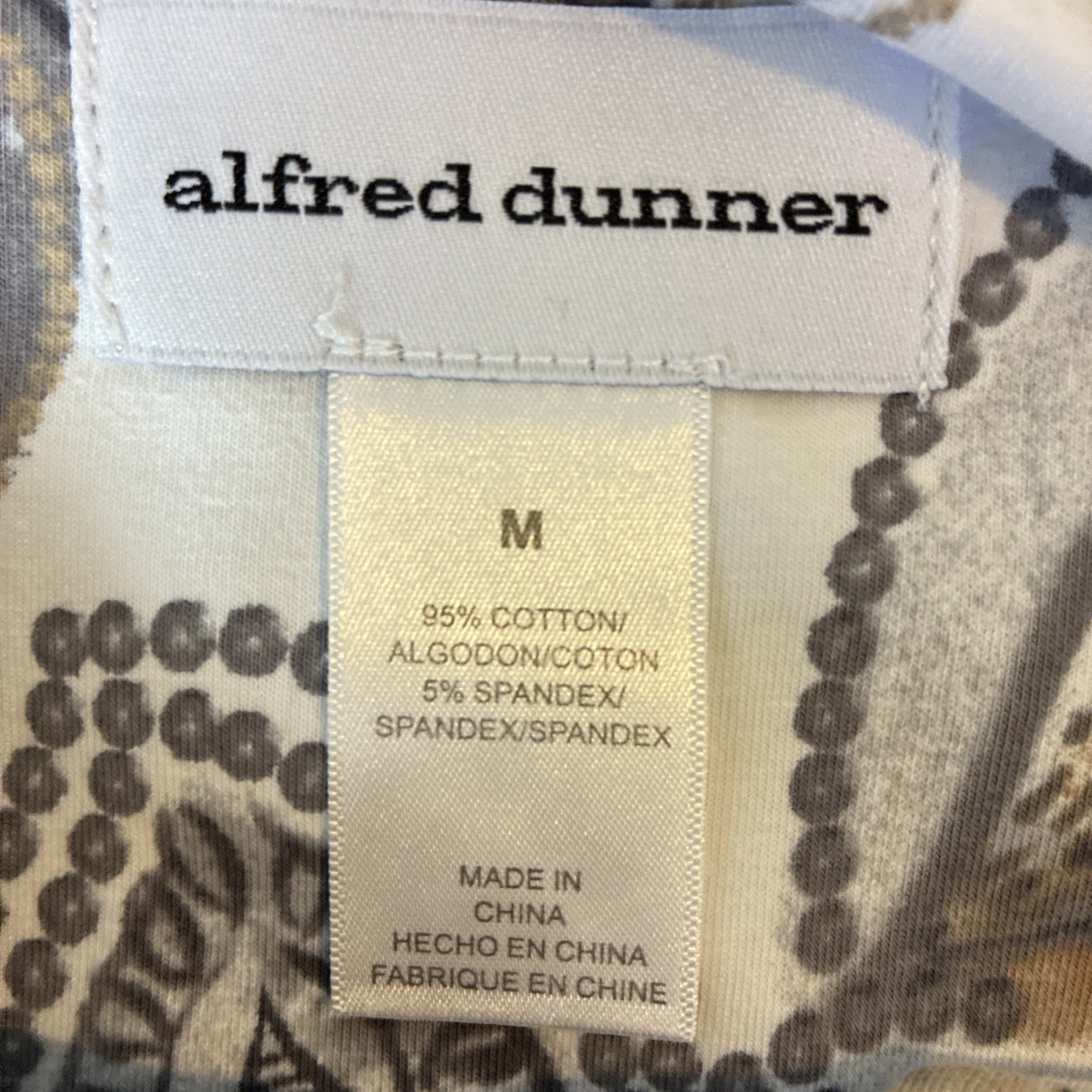Alfred Dunner Women’s Medium Blouse Neutral Floral 3/4 Sleeve All Seasons Nice!