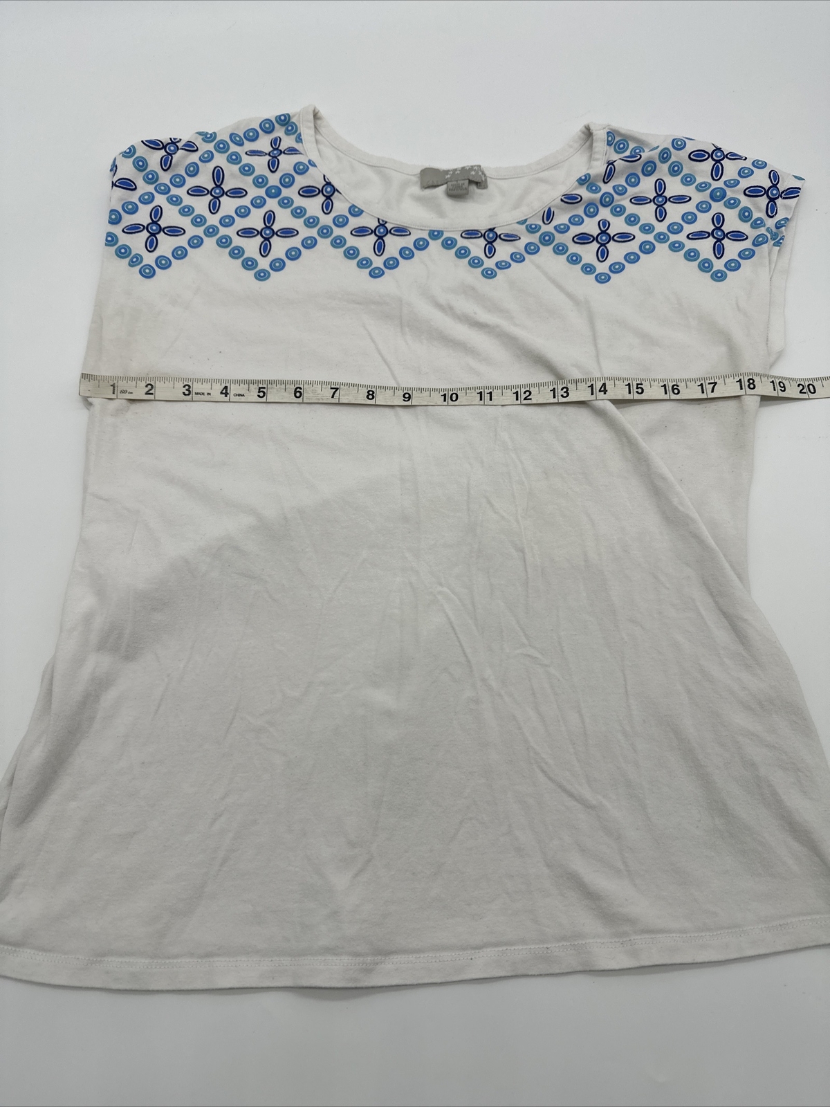 Carolyn Taylor Blouse Women Large White Graphic Print Logo…#6200