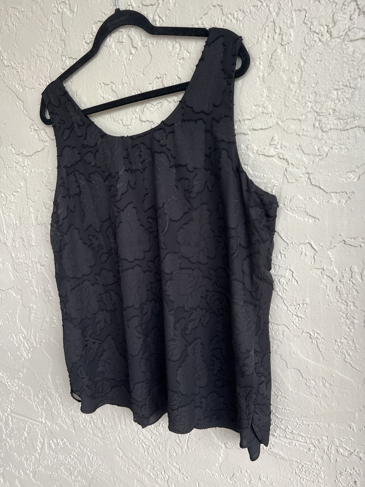 New Chico’s Tank XL Top Womens 3 Black Convertible Reversible Floral Jacquard.