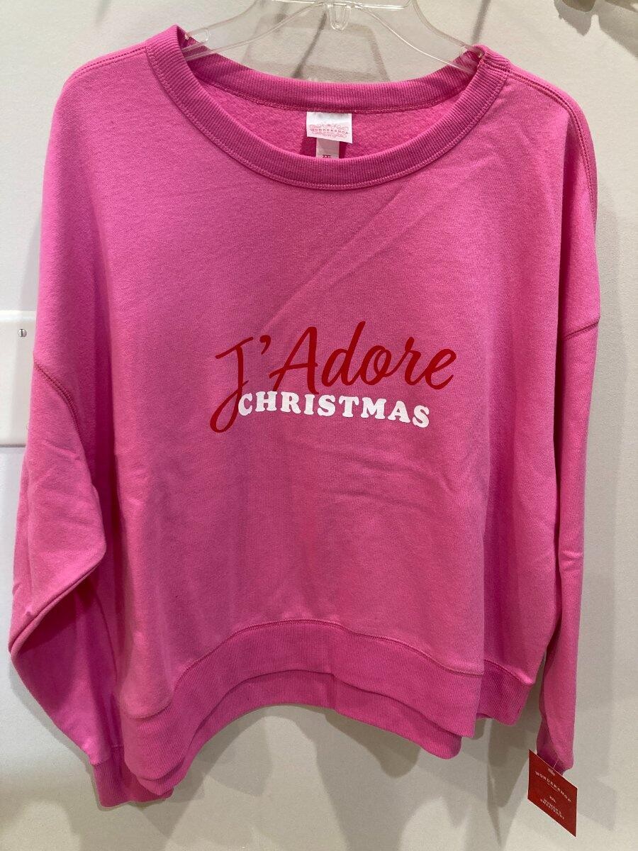 Wondershop NWT Woman Size XXL Adorable Pink ” I Adore Christmas” Sweatshirt