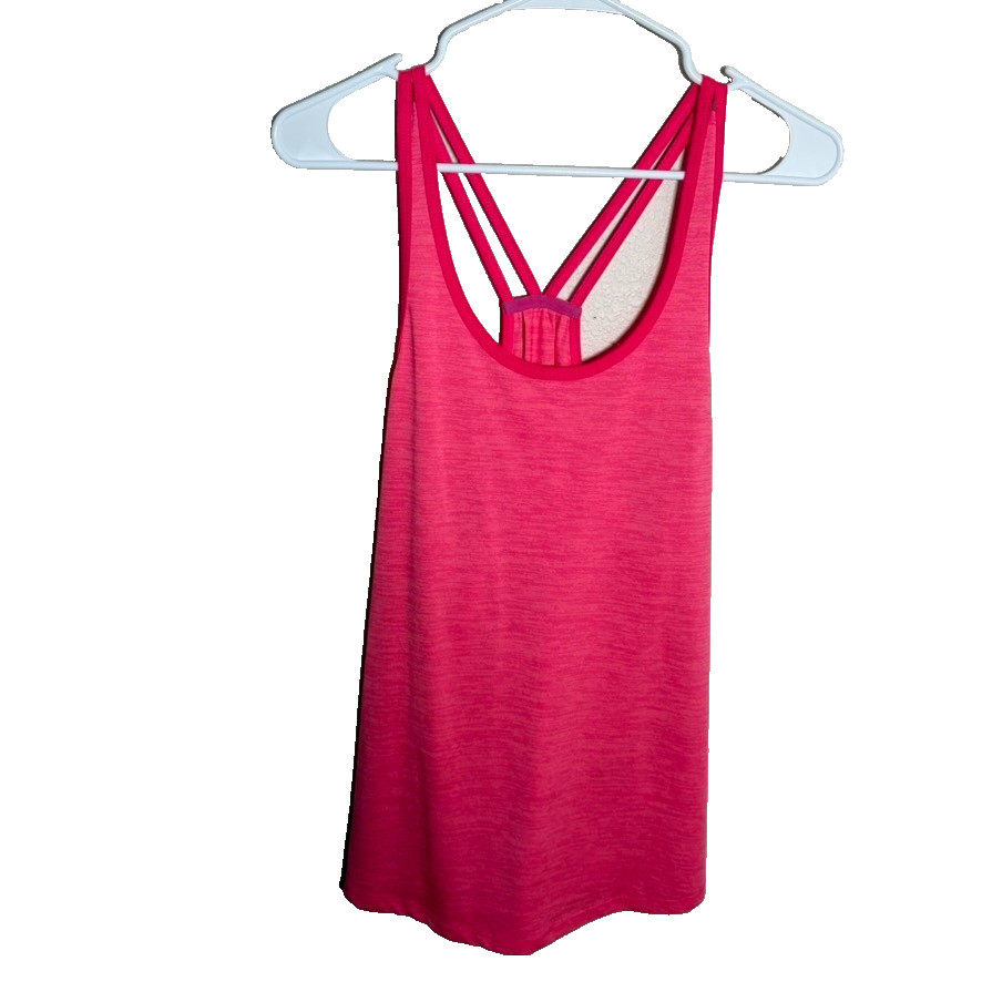 Layer 8 Tank Top Women’s Large Neon Pink Round Neck Strappy Sleeveless Athletic