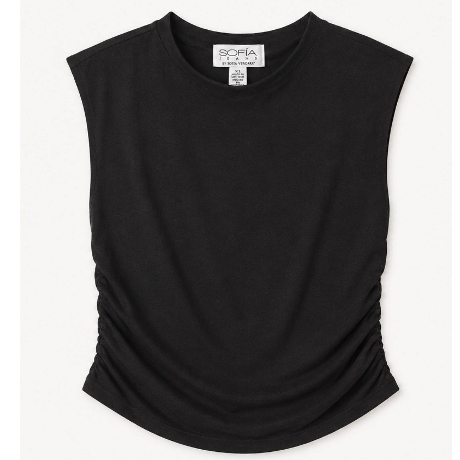 Sofia Jeans by Sofia Vergara Black Ruched Side Muscle Tee Sleeveless Top XL