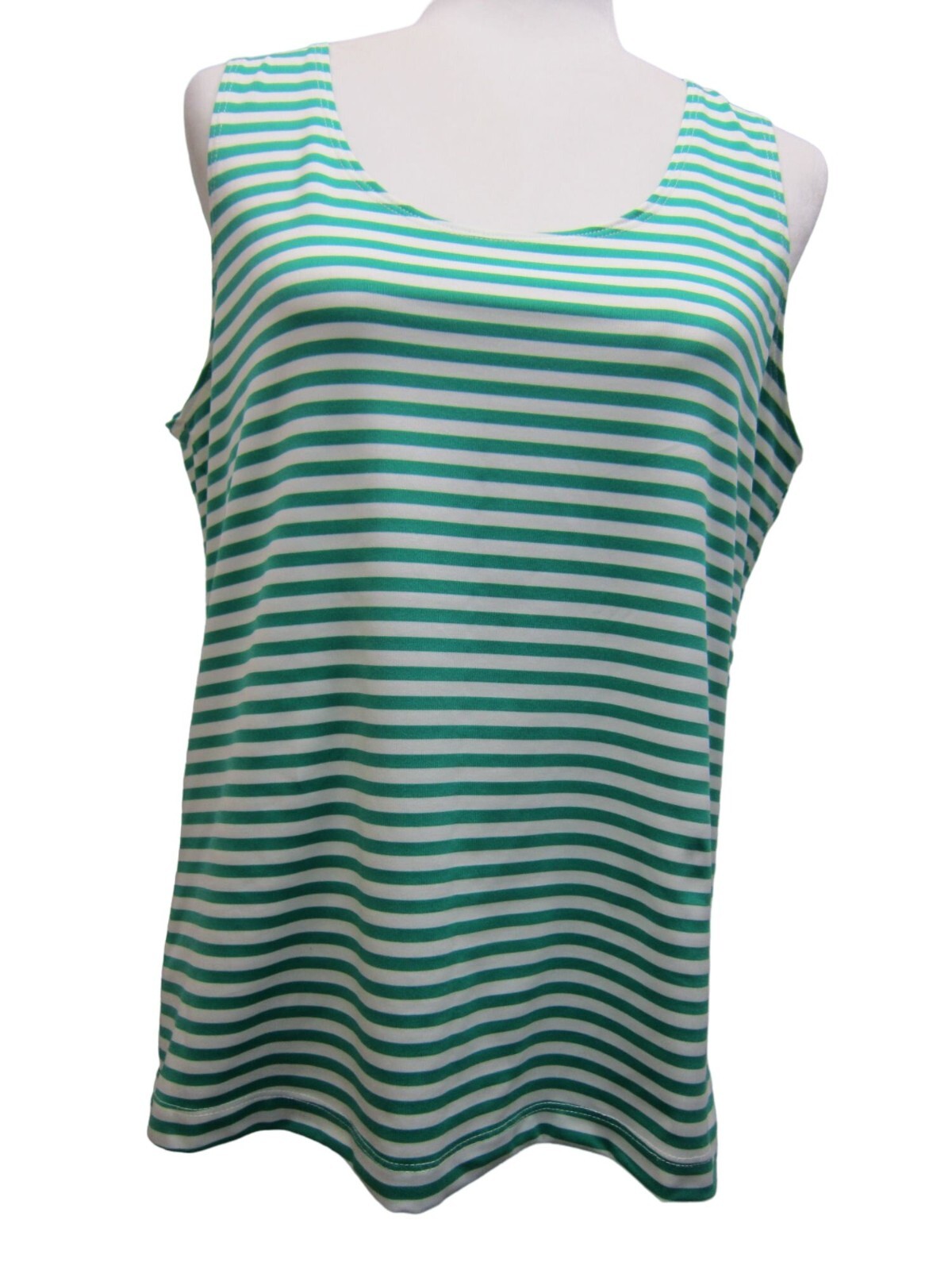 Chico’s Green & White Tank Shell Top Size 2 Large