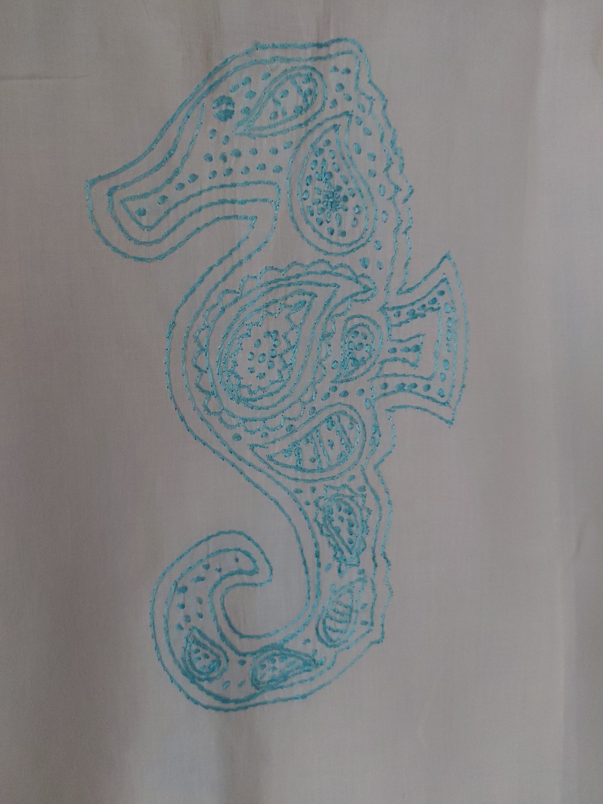 Gretchen Scott Tunic Blouse S M Teal Seahorse Embroidered Resort $159 Sold Out