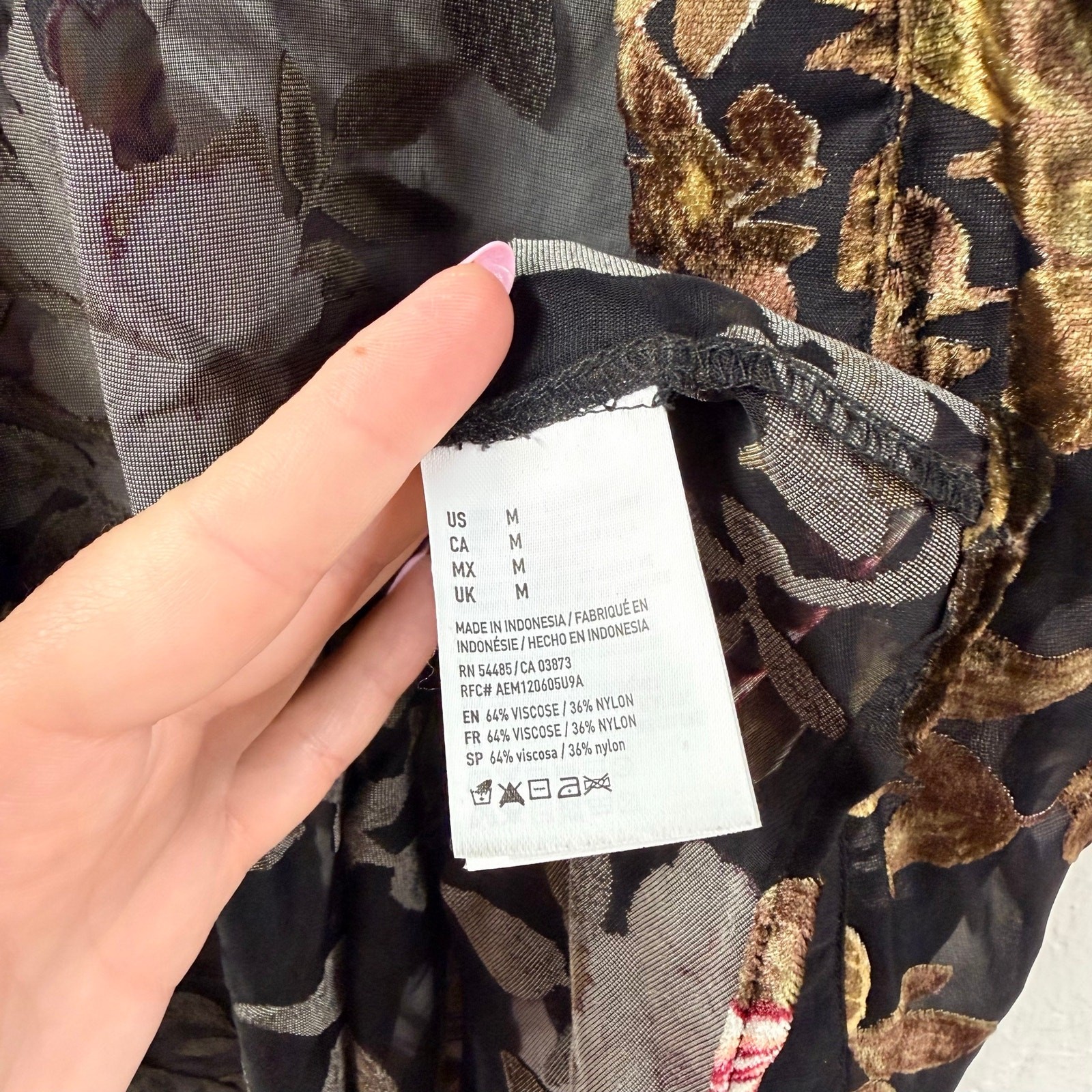 American Eagle Burnout Floral Medium Semi Sheer Open Cardigan