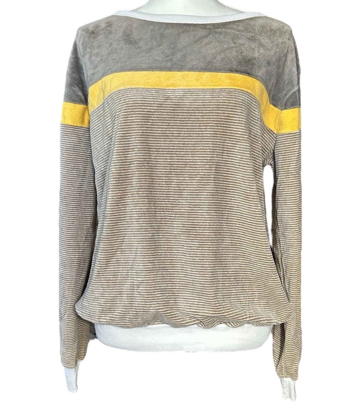 GIVENCHY Saks Fifth Ave Vintage Velour Stripe Pullover Sweatshirt Womens L