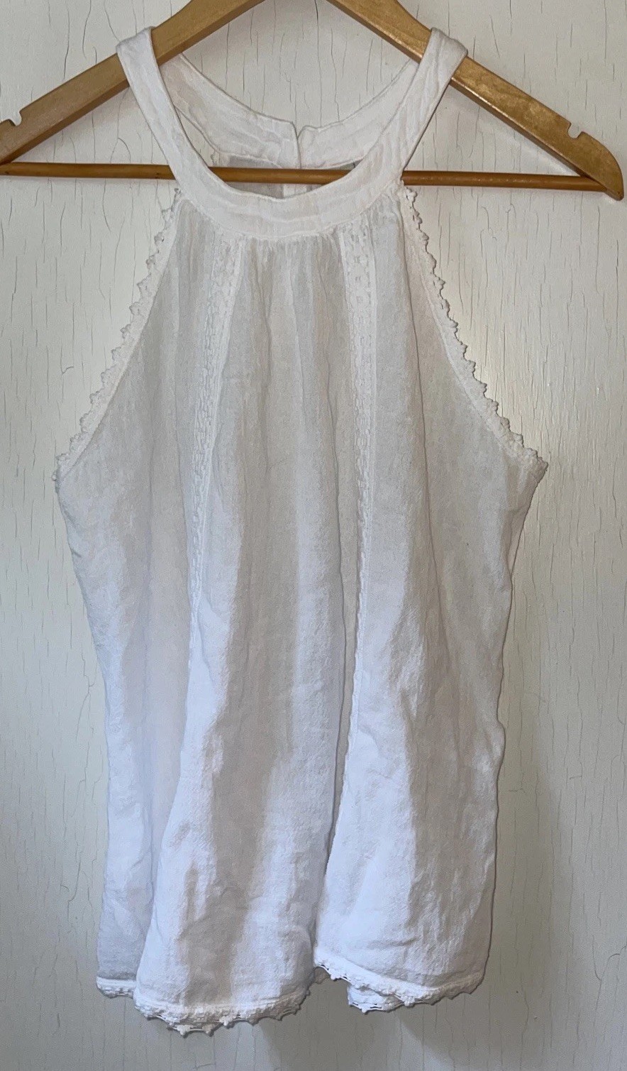 Cotton Boho White Halter Top Sz S Capsule Wardrobe Minimalistic