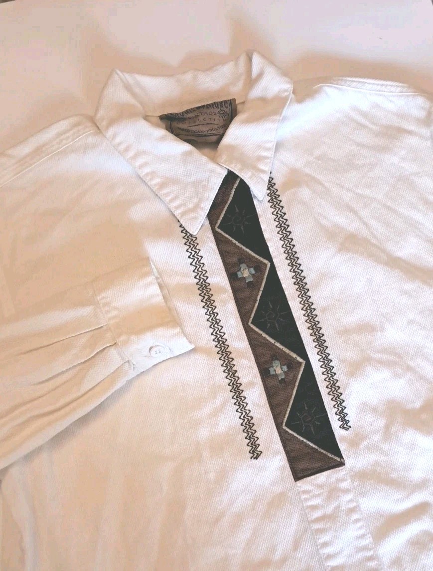 Vintage Saddle Ridge Womens Size M 80’s Southwestern Button Shirt Embroidered