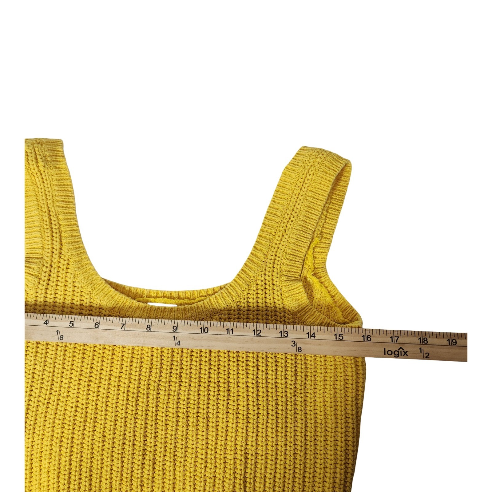 Parrinello Vintage Mustard Yellow Ribbed Knit Crop Tank Top Ramie Cotton Small