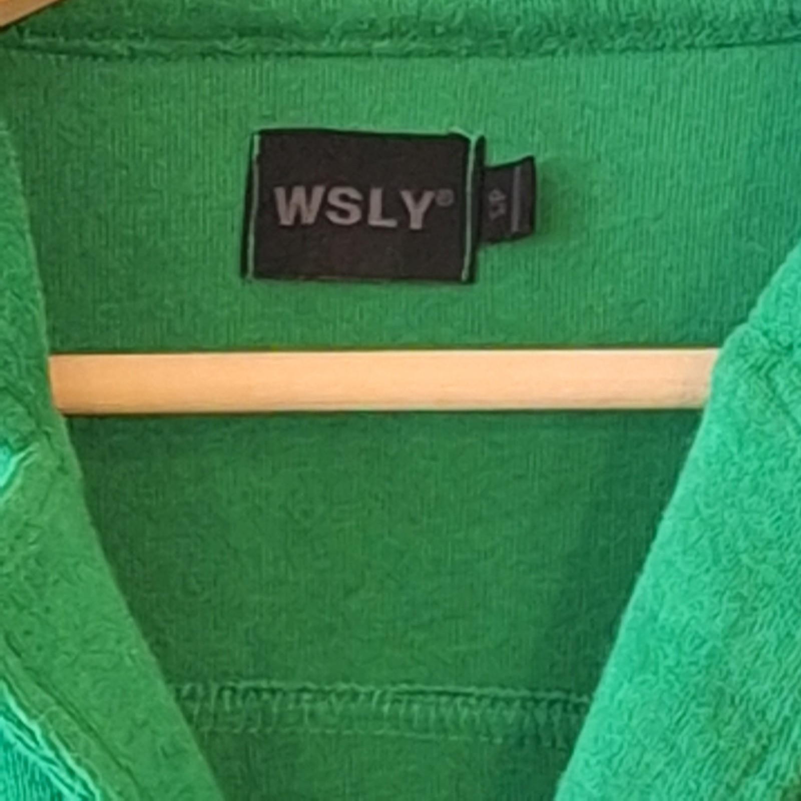 WSLY Vibrant Green Terry Cloth Button up Shirt Size S