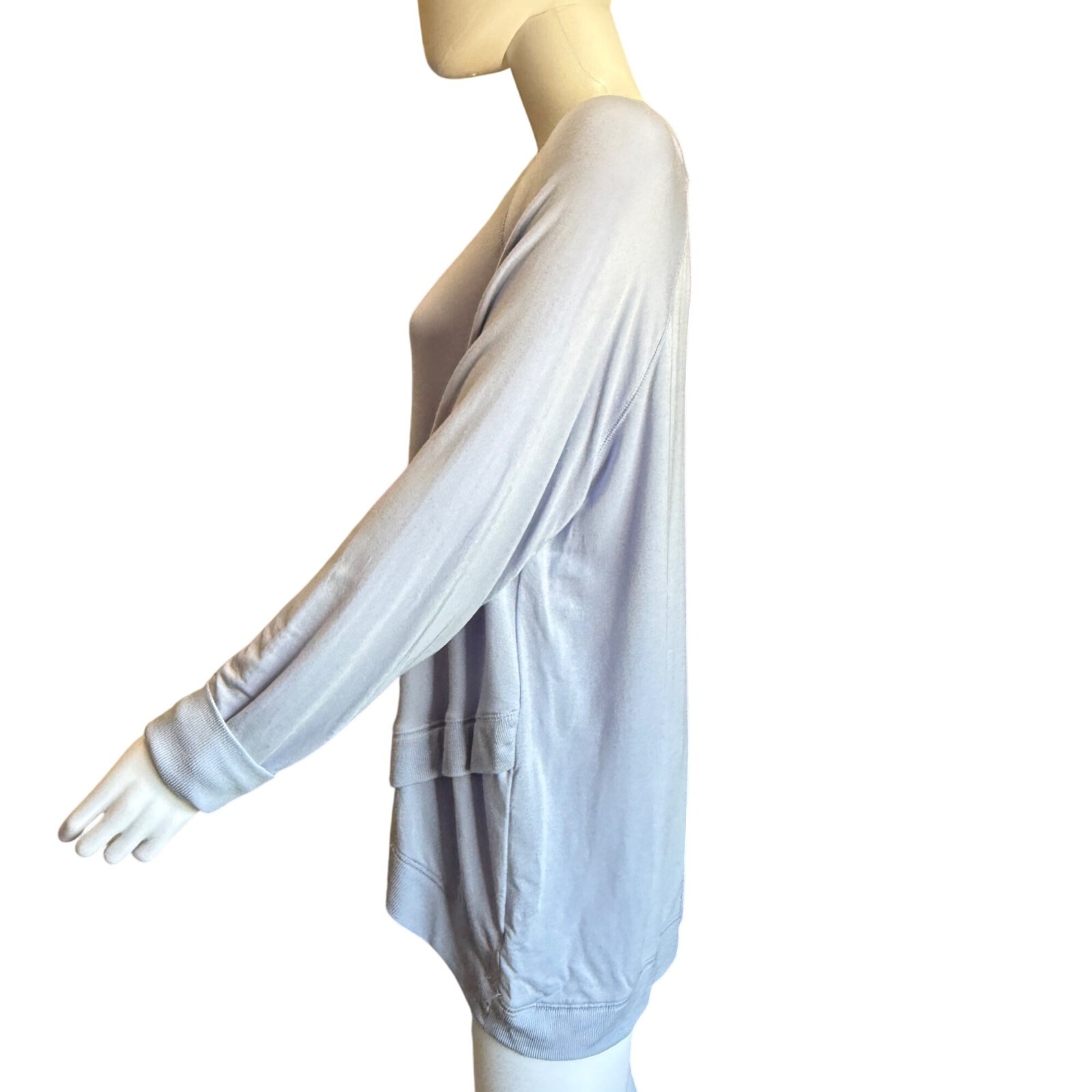 Workshop – Light Blue Modal Blend Asymmetrical Hem Top Long Sleeve Womens Sz 1X