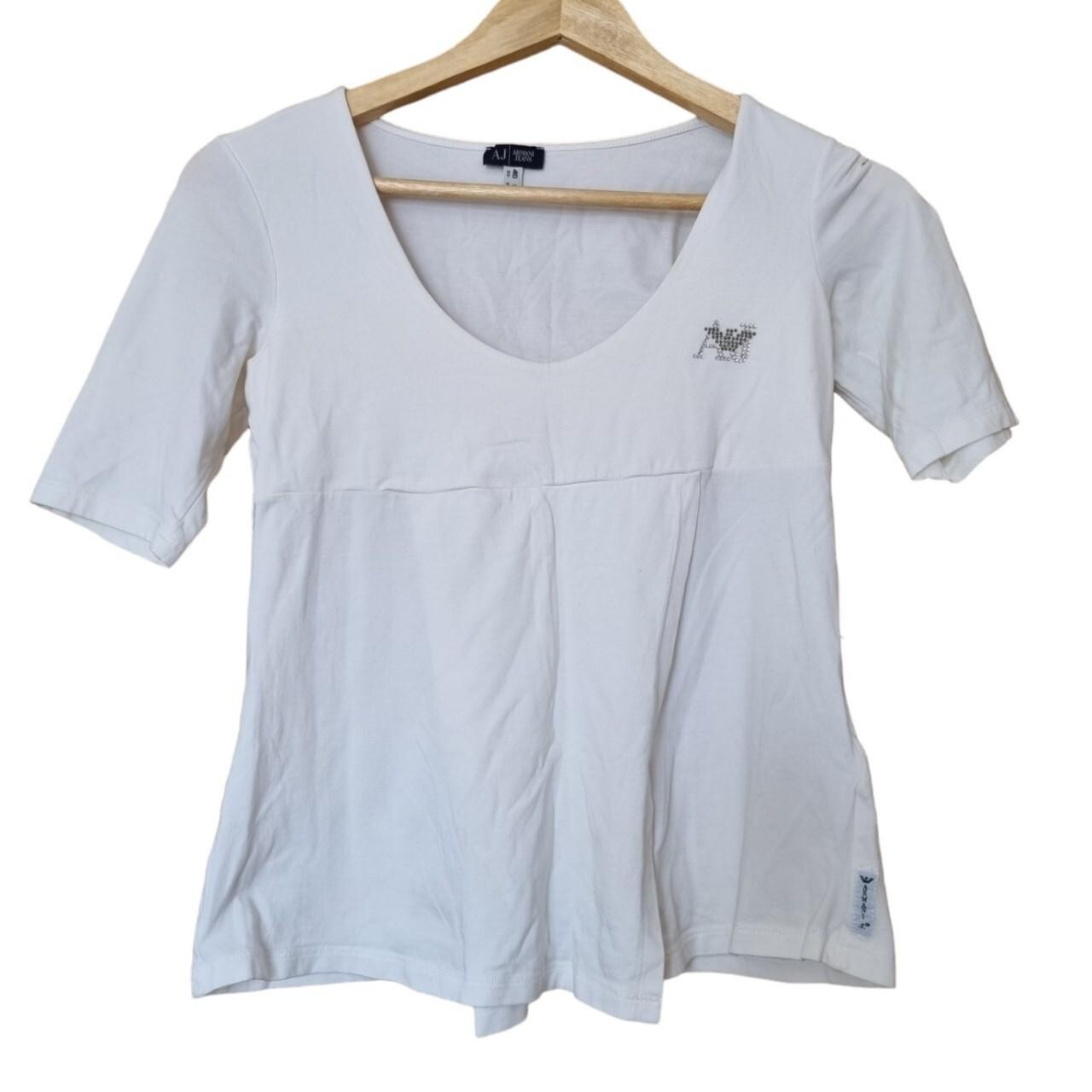 armarni jeans y2k white/diamonte topSz small uk 8 15.5″ ptp