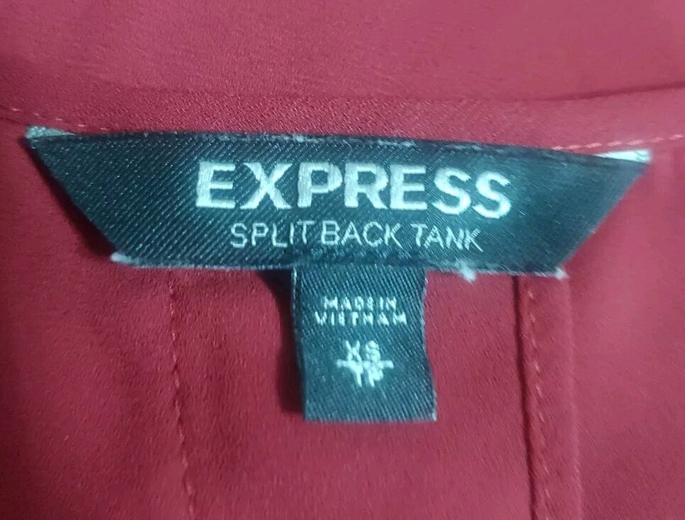 Express Top Womens XS Maroon Sleeveless Pullover Split Back Round Neck Tunic