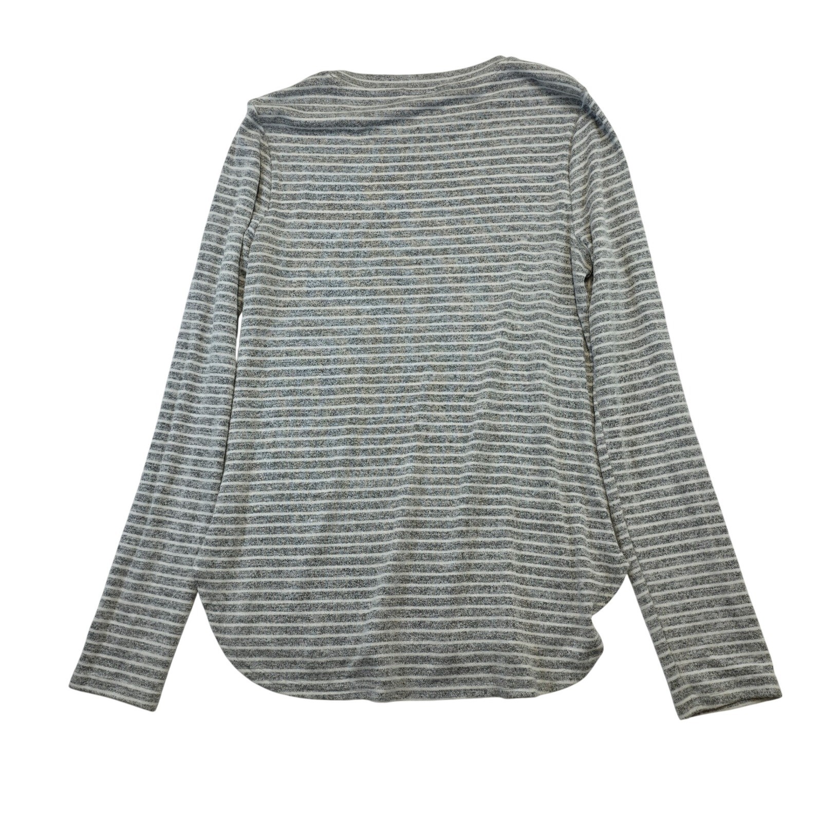 Banana Republic Luxespun Stripe Top S Gray White Long Sleeve Lightweight Soft