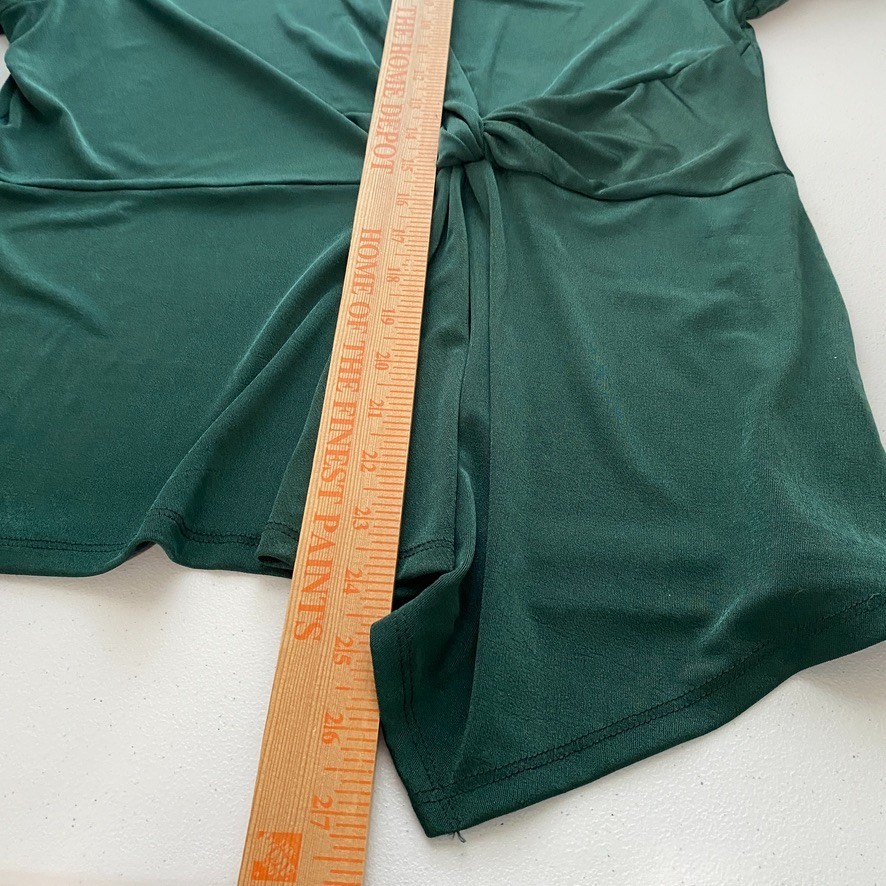 Jennifer Lopez Top Womens Size L Green Twist Front Asymmetric Slinky Knit NWT