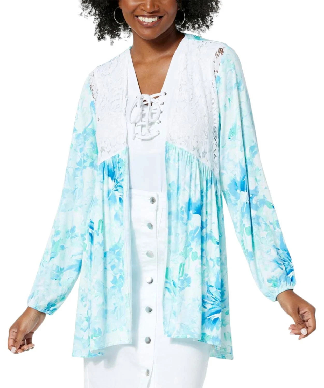 Colleen Lopez Lace Insert Topper Baby Blue Size XL