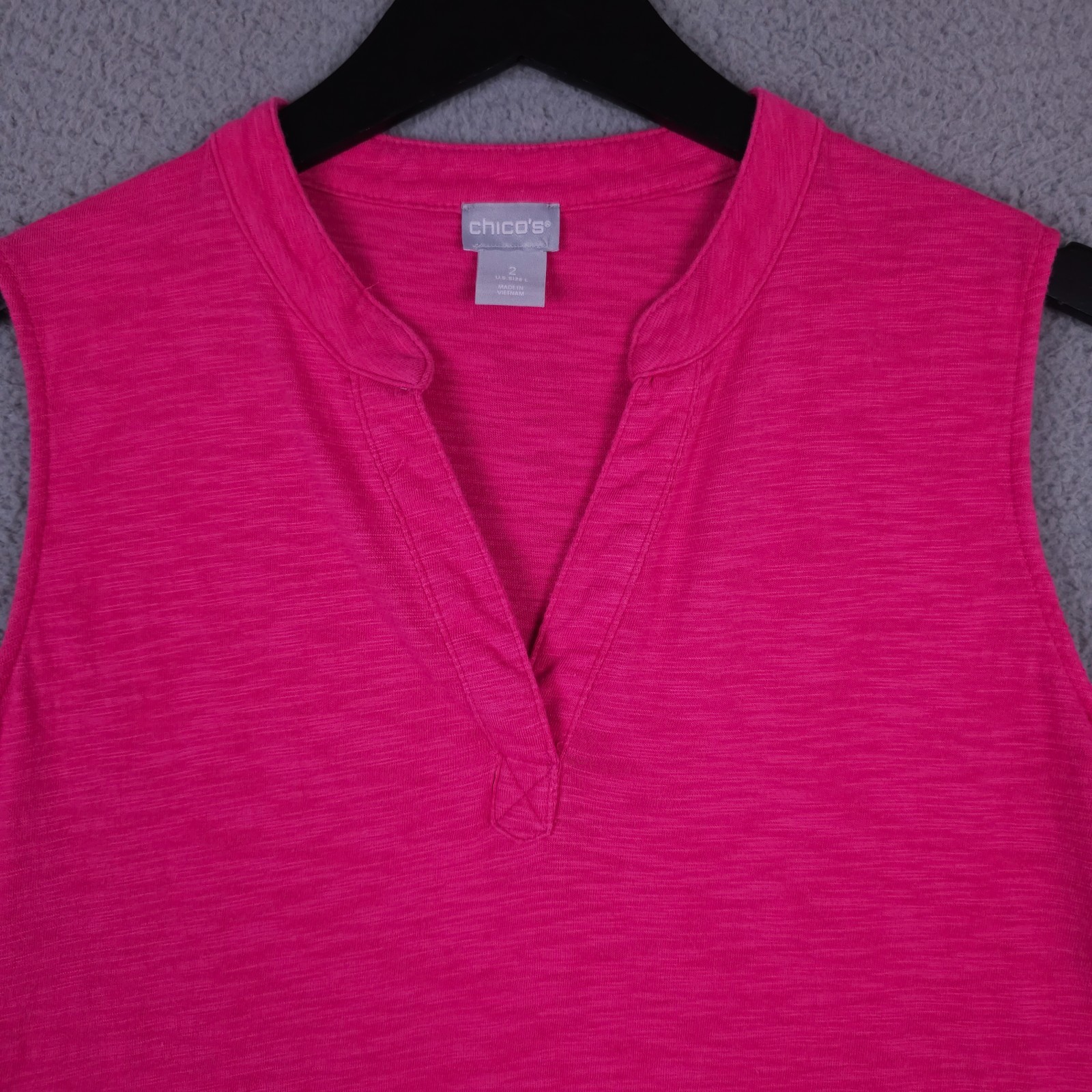 Chicos Shirt Womens 2 US Large Bright Pink Sleeveless Asymmetrical Tunic Top