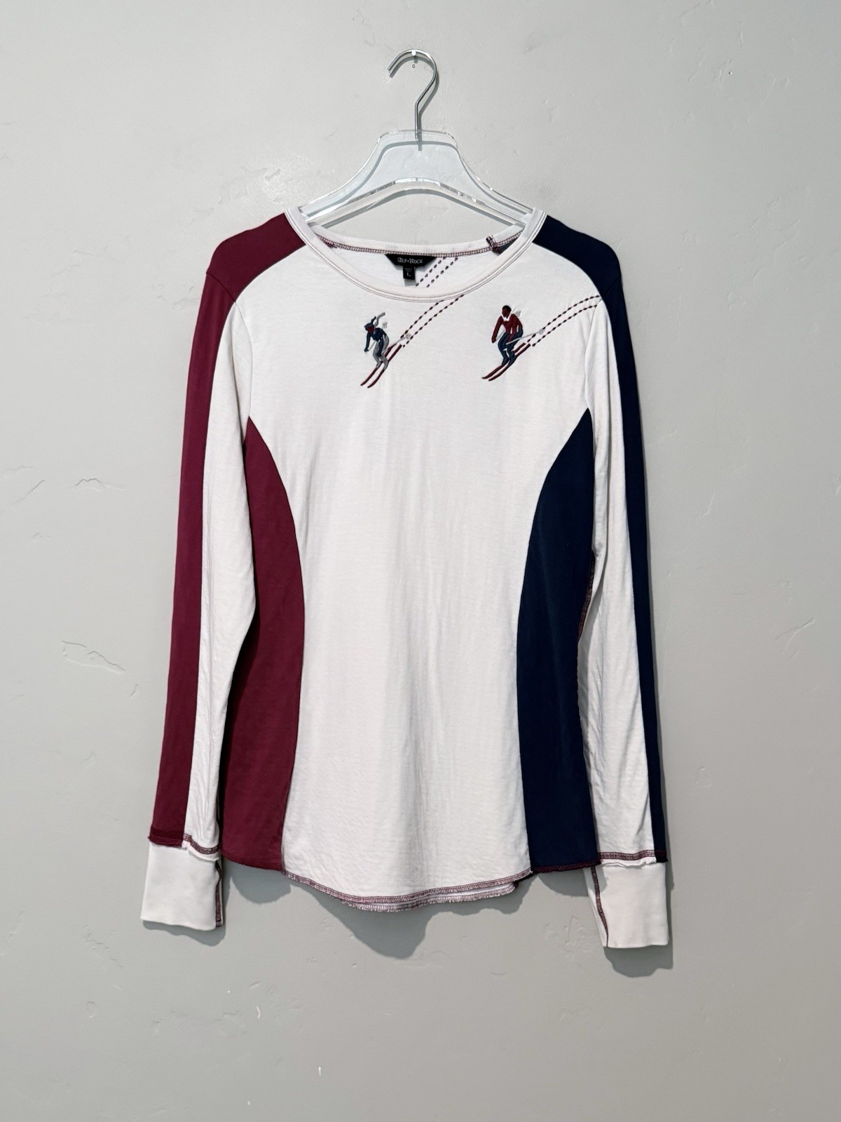 Alp n Rock Retro Ski II Crew Womens L Creme Embroidered Ski Long Sleeve