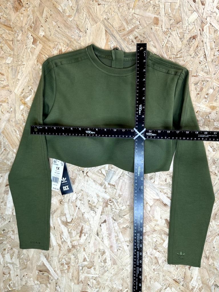 Adidas Ivy Park Crop Top Womens 1X Green Long Sleeve Full Zip Back HG2429 NWT