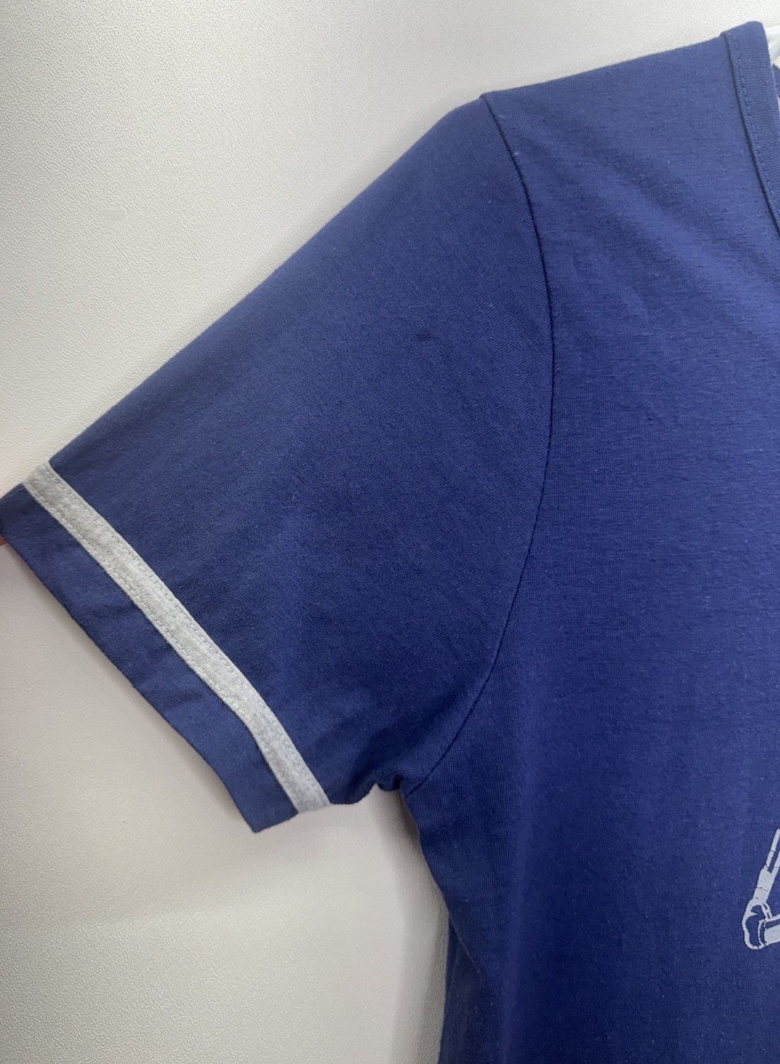 U.S. Polo Assn. Graphic V Neck Top Navy Blue 1890 Preppy Designer Logo Women L