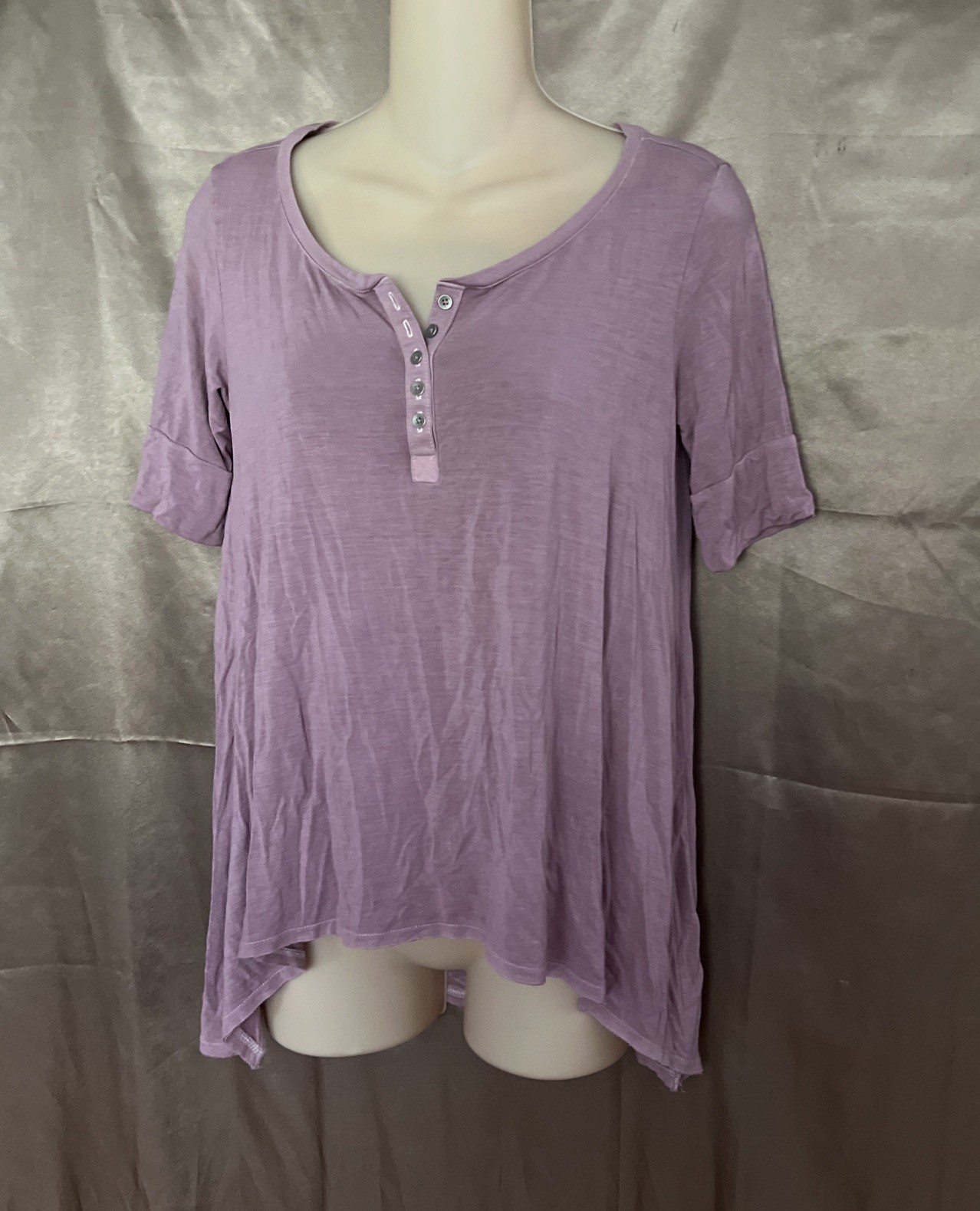 Y2K Vintage American Eagle Soft & Sexy Mauve Henley Babydoll Blouse Women’s S