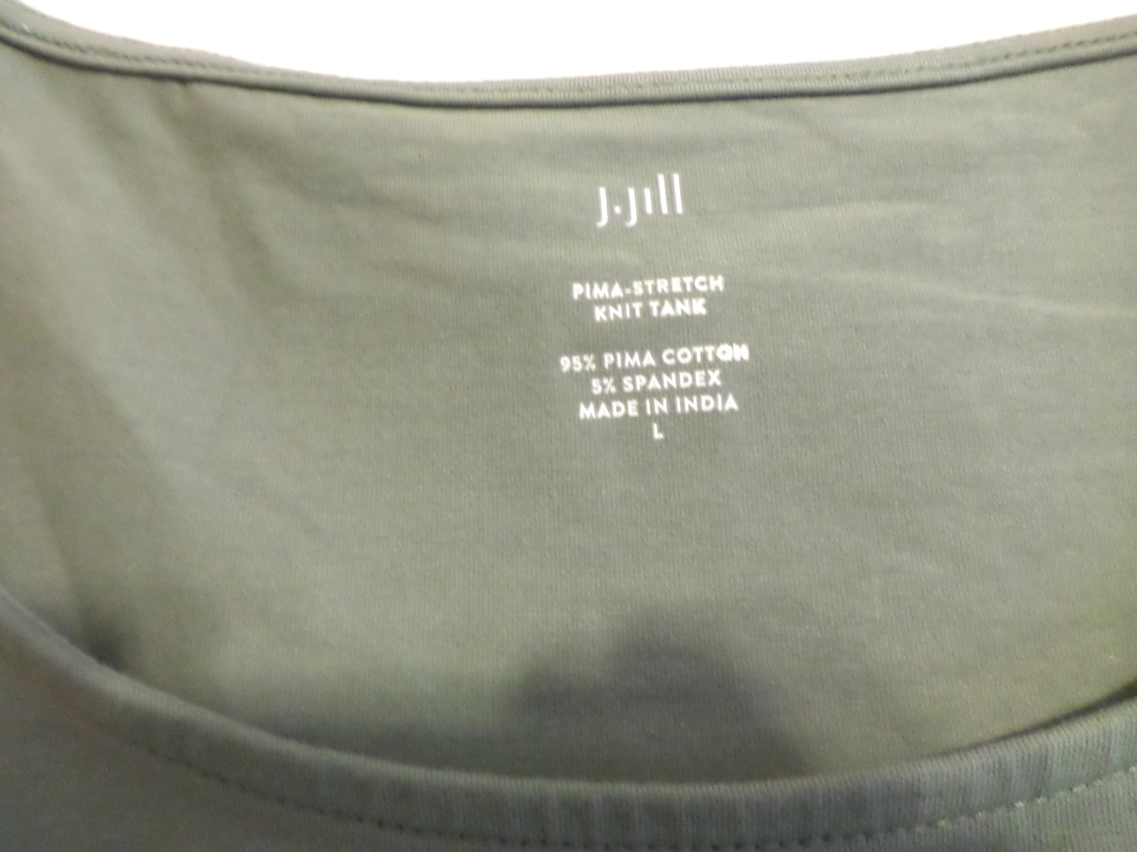 NWT! J JILL PIMA COTTON STRETCH TANK-LARGE-WILLOW GREEN-VERY NICE!