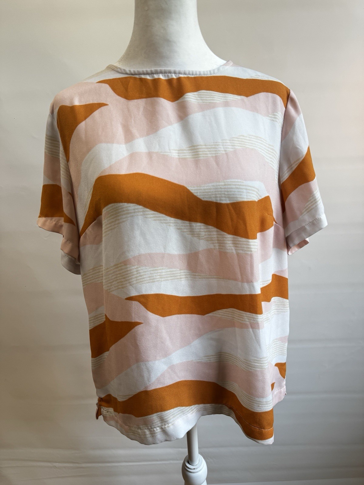 A New Day Women’s Abstract Stripe Short Sleeve Blouse Size M