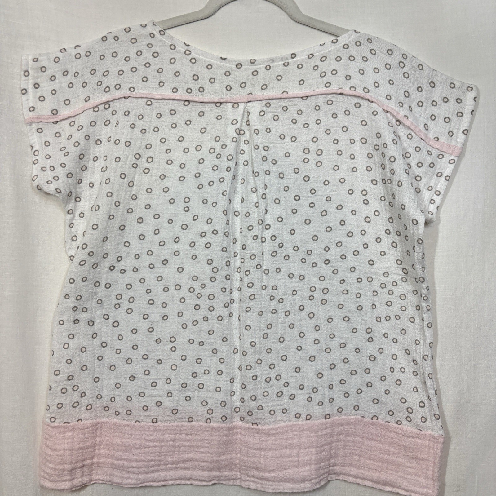 Cotton Gauze Blouse Tunic Top White Brown Pink Resort Beach Vacation Sun