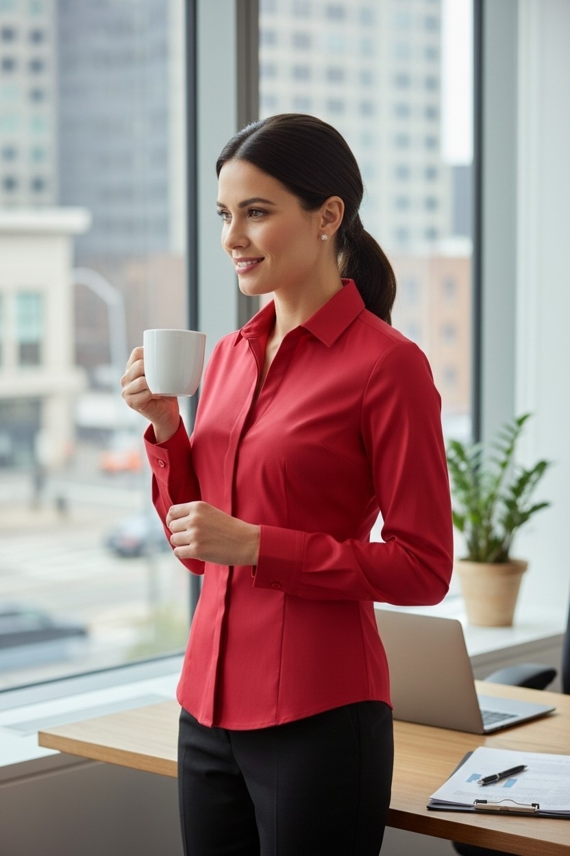 Ladies Cotton Plain Formal Office Party Work Shirts Blouse
