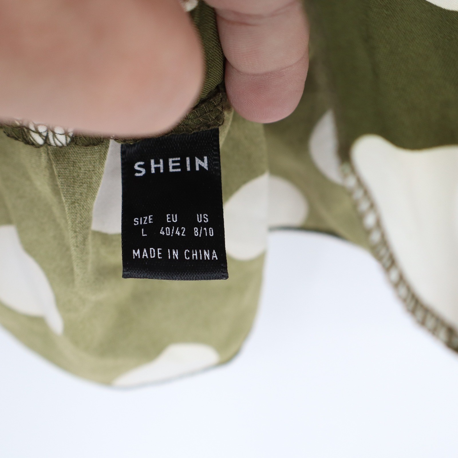 SHEIN Olive Green Polka Dot Ruffle Strap Peplum Top Back Tie Large L 8/10