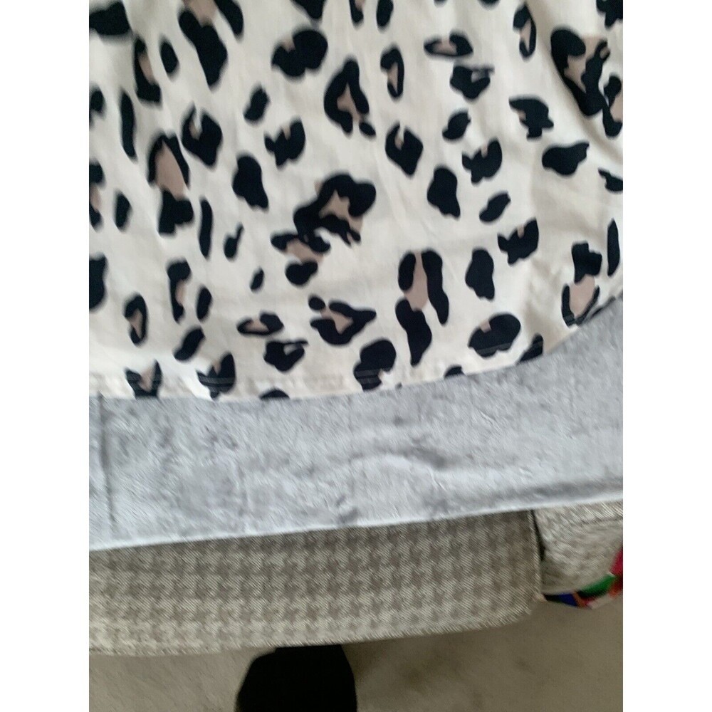Tickled Teal 1X Long Tunic Top With Animal Print Long Sleeve Boat Neck. Plus SZ