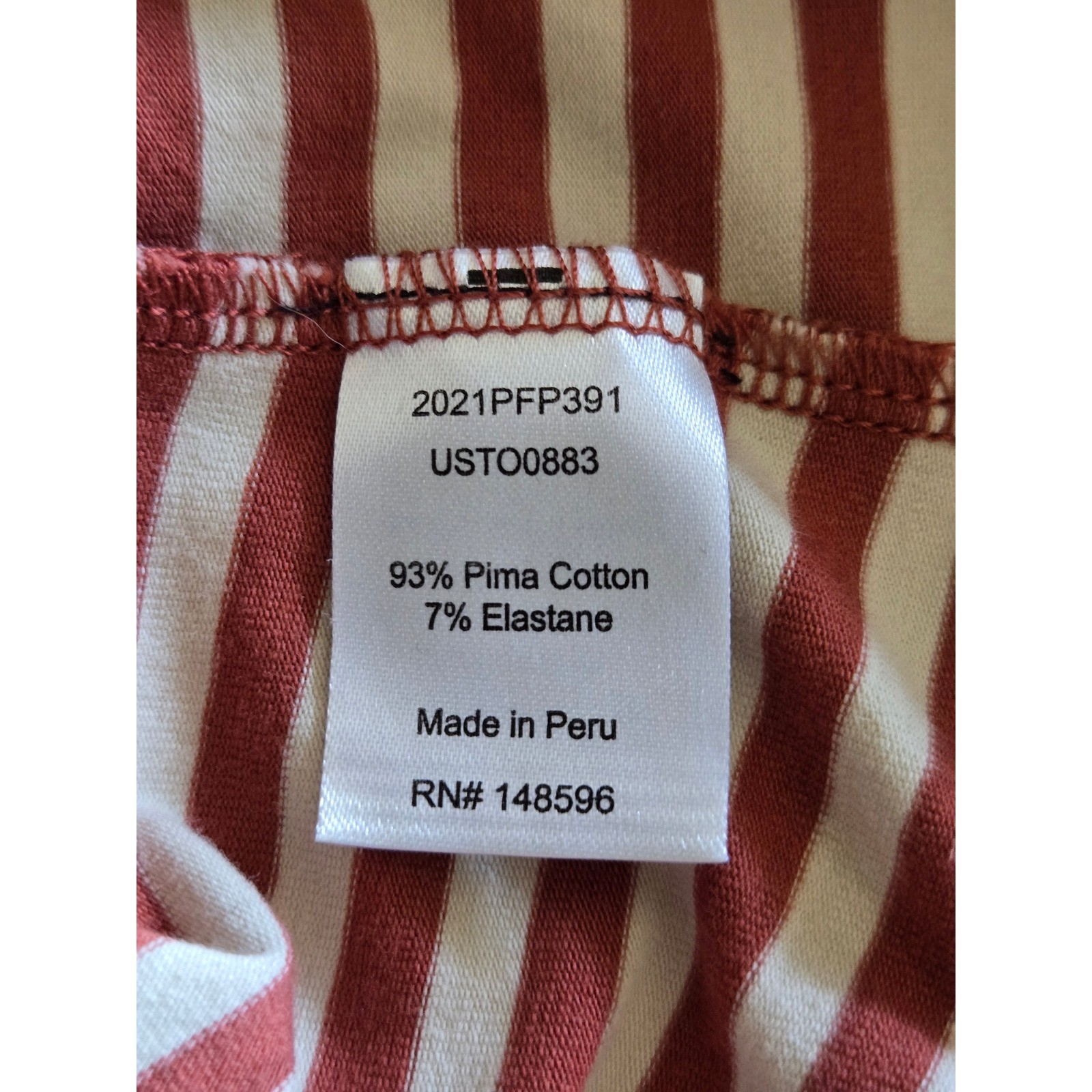 Universal Standard Rust White Striped Pima Cotton Tank Top Large Womens