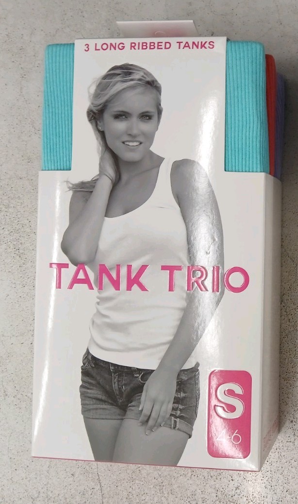 BLUE STAR – SIZE: S (4-6) – 3 PACK! Multi-Colored Long Ribbed Tank Tops -NEW!