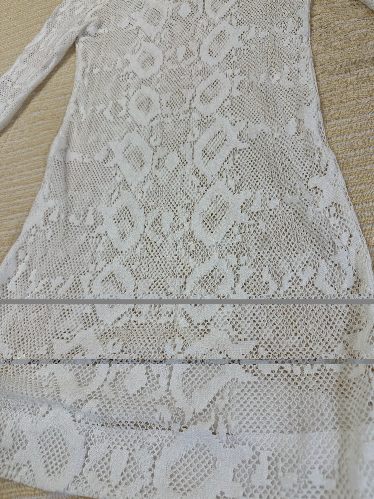 Roberto Cavalli Beachwear White Lace Crochet Mini Dress / Cover Up Size M
