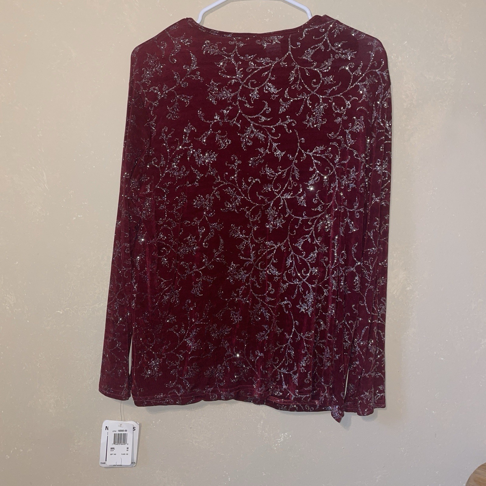 Fundraiser Notations Women Sz M Maroon/Gold Metallic 2-Fer Twinset Top
