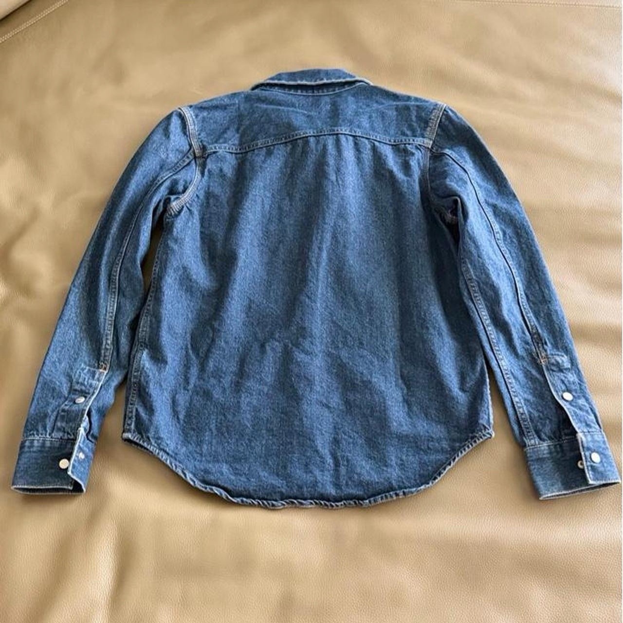 Calvin Klein Women’s Blue Denim Button-Up Shirt Long Sleeve Solid Size S