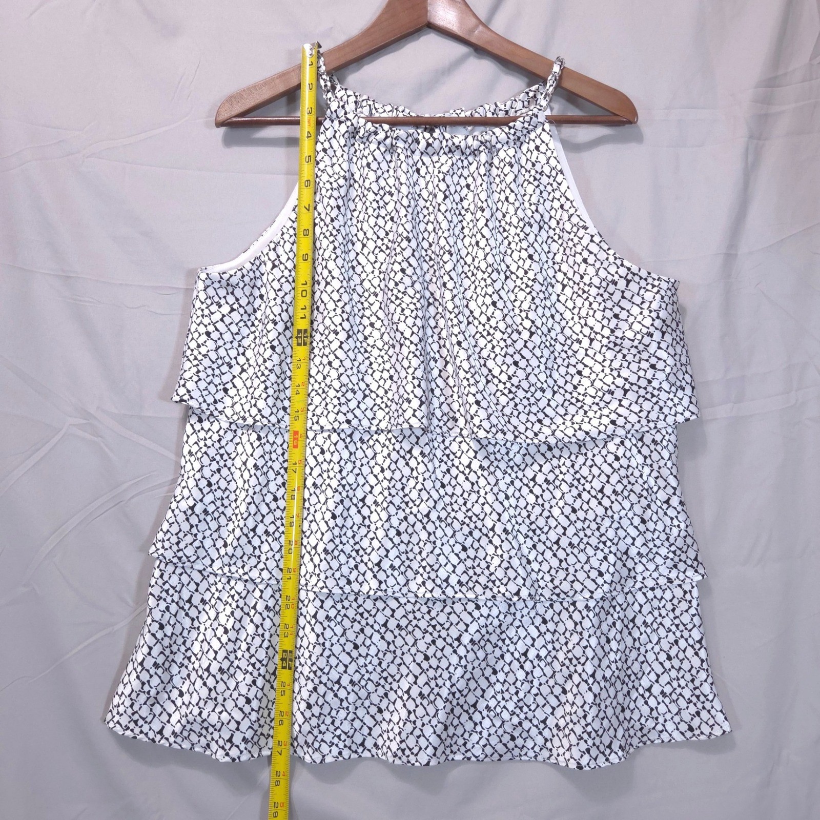 Jackie Jon Tiered Ruffle Chain Strap Top Womens XL Tie Back Artsy FlowyWhite