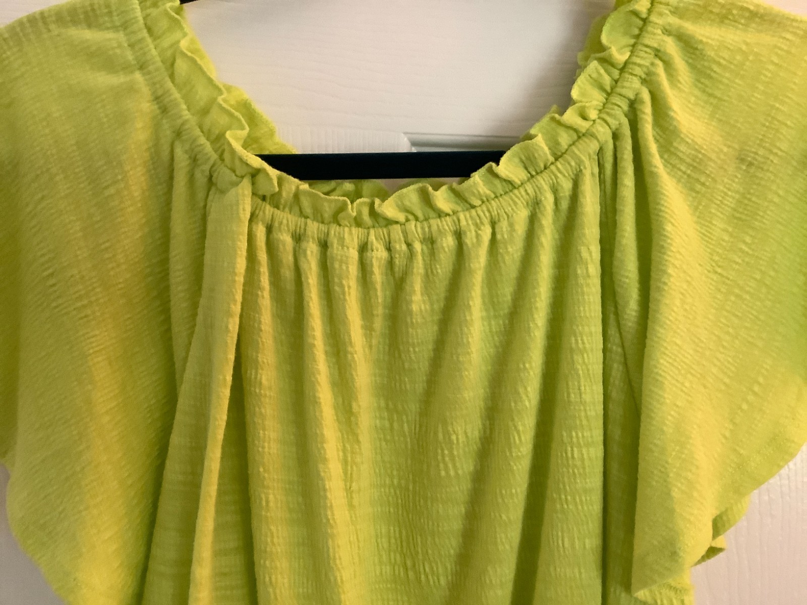 Unbranded pheasant style knit top shirt cap sleeve size m lime green euc
