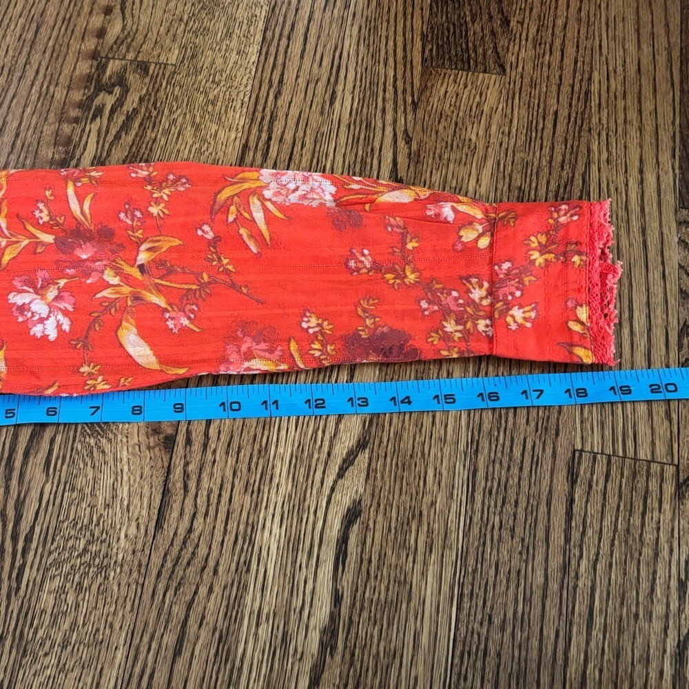 Sundance | High Neck Ruffle Vibrant Floral Contrast Trim Top Long Sleeve Sz XS