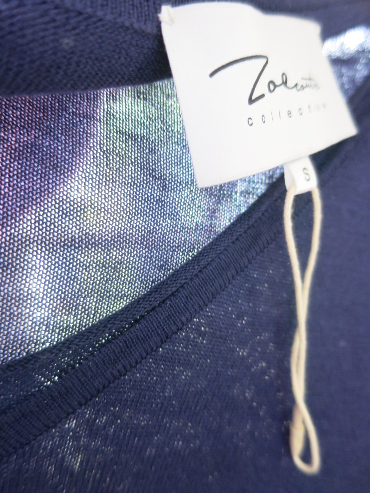 Zoe Couture Silk V Neck Pull Over Sweaters Blue Pale Gray 3/4 Sleeve Lot of 2 S