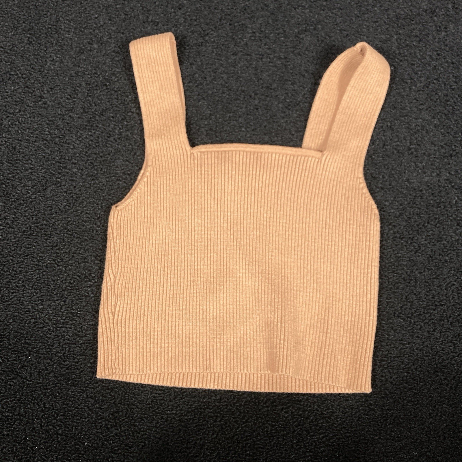 knit tank Sleeveless Crop Top Ribbed Medium Womens basics minimalist square neck
